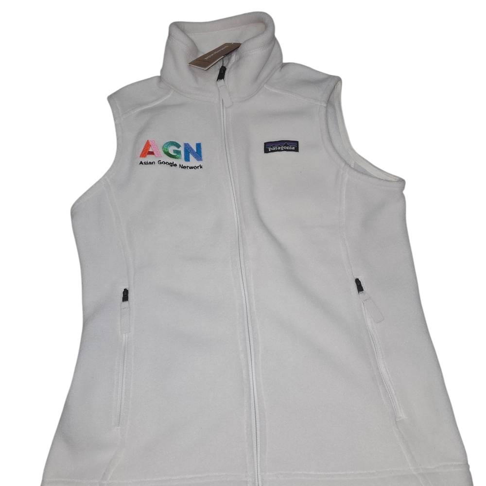 Patagonia White Fleece Vest with Embroidered Logo